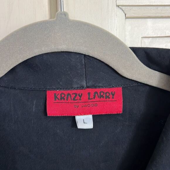 Krazy Larry size large black button down top blouse - Picture 2 of 4